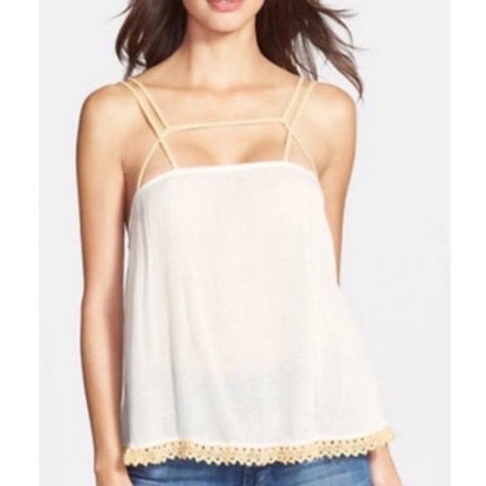 Free People Intimately Free Summer Straps Crochet Trim Cami
